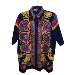 Colorful Designer Inspired Miami Shirt No Labels Gorgeous Statement Piece Size L